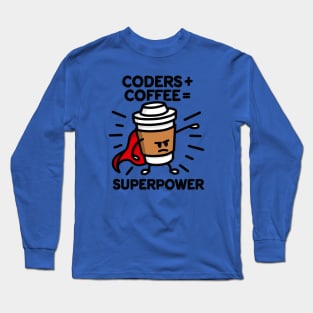 Coders + coffee = superpower (superhero) dark Long Sleeve T-Shirt
